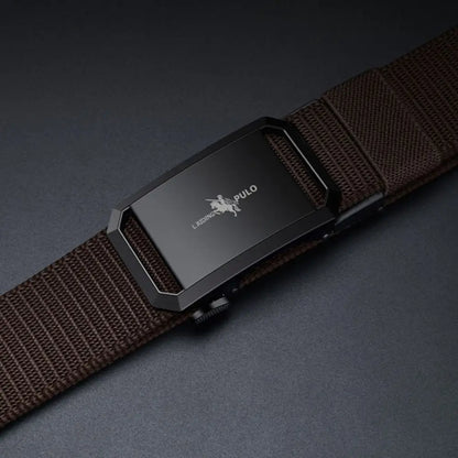 Men Business Belt Nylon Canvas Belt Black Automatic Buckle Belt Casual Simple Wild Style Trendy Jeans Belt