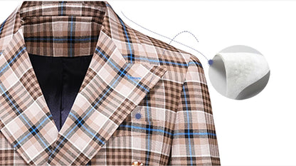 Blazers Calças Marca de Luxo Boutique Masculina Moda Xadrez Jaqueta Terno Casual de Negócios Calças Roupa de Festa para Noivo