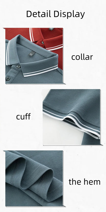 100% pure cotton summer new men's trendy shortsleeved luxury customized business casual polo shirt designer brand badge T-shirt