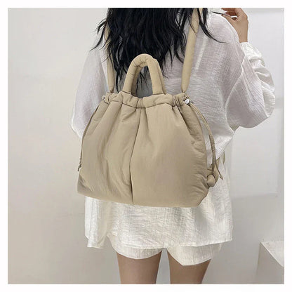 Women's Casual Single-shoulder Bag Large Capacity Nylon Backpack Women's Down Cotton Winter Tote Bag Portable Makeup Handbag