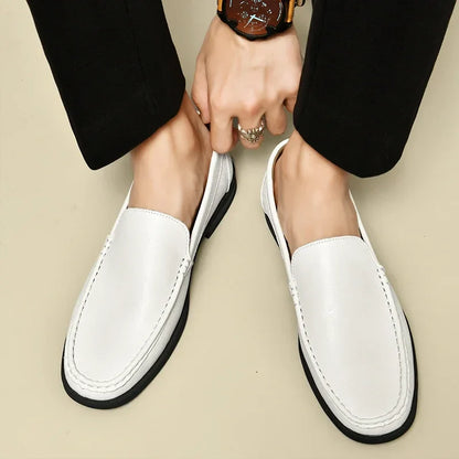 Leather Men Footwear Slip on Office Man Formal Shoes Wedding Party Men Dress Shoes Breath Driving Lazy Loafers