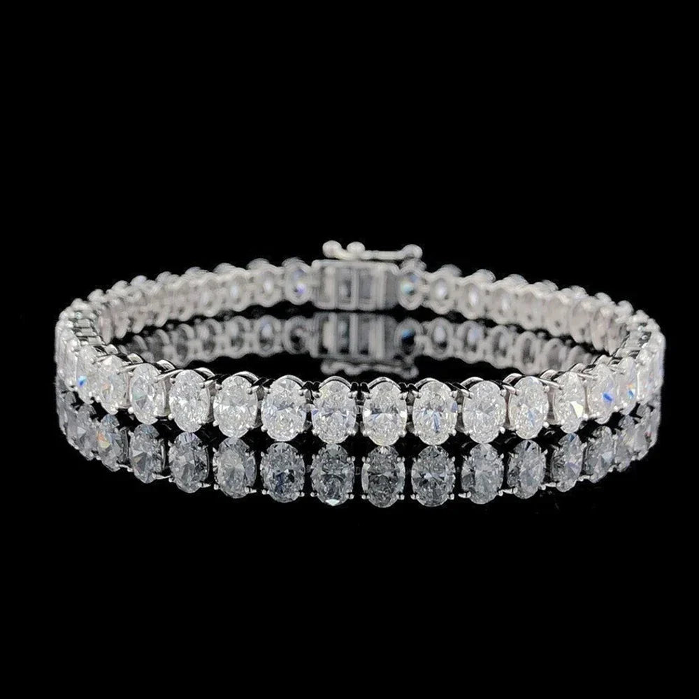 0.5Carat Oval Cut Full Moissanite Tennis Bracelets For Women 100% 925 Sterling Silver D VVS1 Diamond Bangle With  Certificate