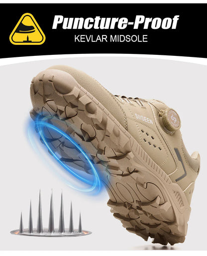 Men's Steel Head Safety Shoes Puncture And Smash Resistant Lightweight Sole Breathable Upper for Outdoor Workshop Work Shoes