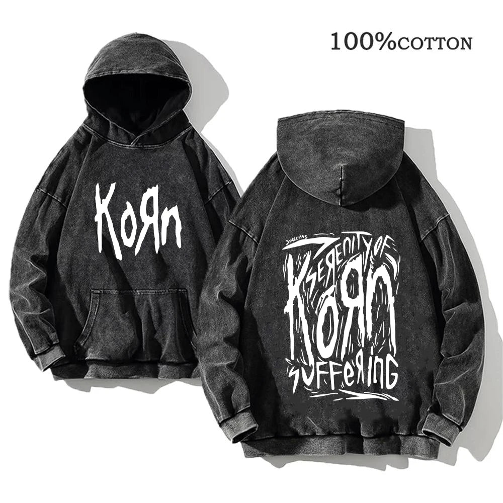 World Tour Hoodies Vintage Washed Men's Sweatshirts Cotton Hip Hop Streetwear Hooded Pullover Loose Y2K Tops