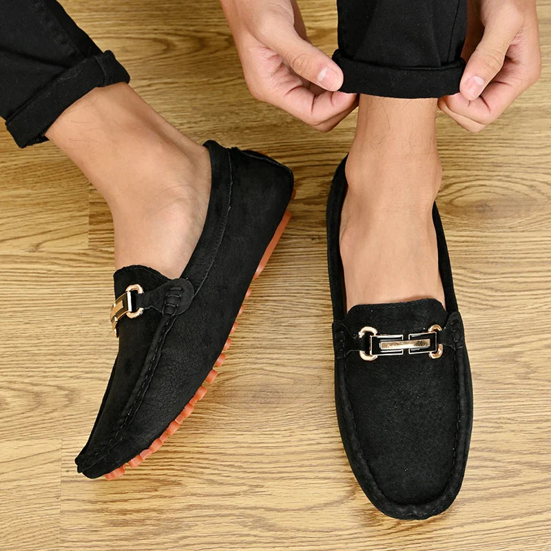 Men Fashion Luxury Leisure Leather Loafers Shoes Slip on Soft Comfortable Non-slip Driving for Men