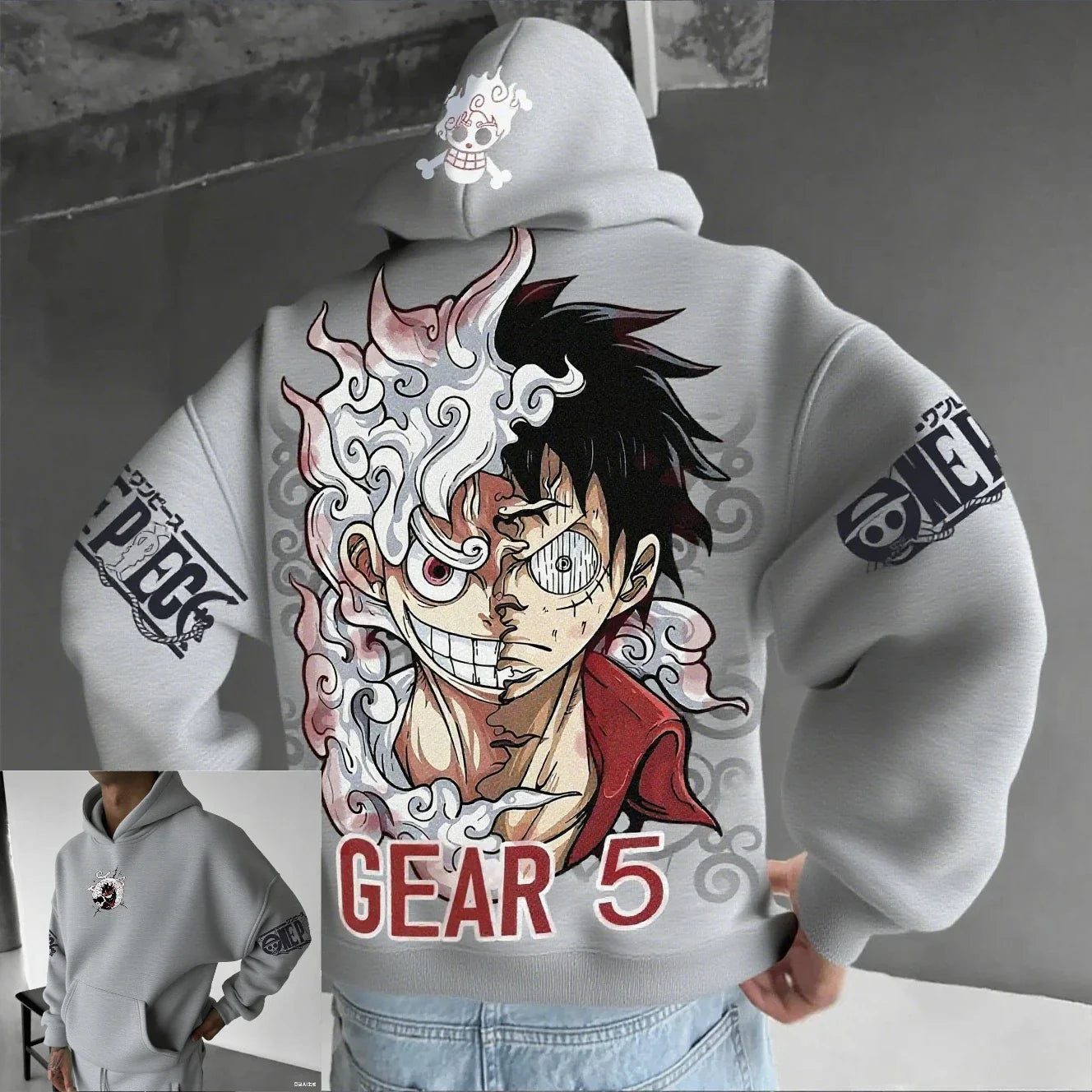 ONE PIECE Anime Luffy Joint Men's Hoodie Spring and Autumn New Large Daily Loose Japan Harajuku Parent-Child Pullover Top