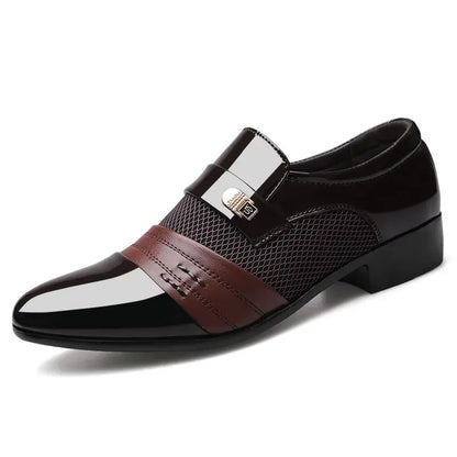 Men leather casual shoes business formal loafers large size versatile wedding footwear