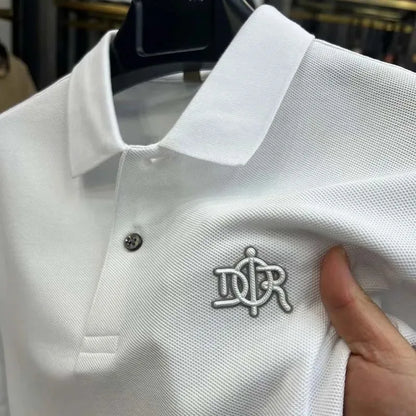 Designer brand 100%cotton short sleeve polo shirt summer trend letter embossed lapel top casual golf T-shirt business men's wear