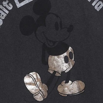Retro Distressed Sweatshirt Women Mickey Mouse Casual Pullover Tops O Neck Long Sleeve Jumper Streetwear