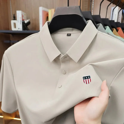New Polo Shirt For Man Summer Short Sleeves Lapel Printing Trend Brand T-Shirt Business Leisure Ventilate Versatile Men's Wear