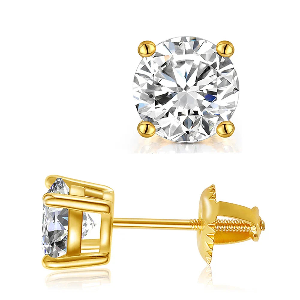 Certified 1/2/3/4/5carat Moissanite Stud Earrings for Women Men 925 Sterling Silver Sparkling Diamond Screw Back Ear Studs