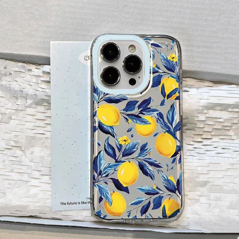 Summer Fruit Lemon Clear Phone Case for iPhone 16 15 14 13 12 11 Pro Max 16E XR XS X 16 Plus 17 Air Transparent Soft TPU Cover