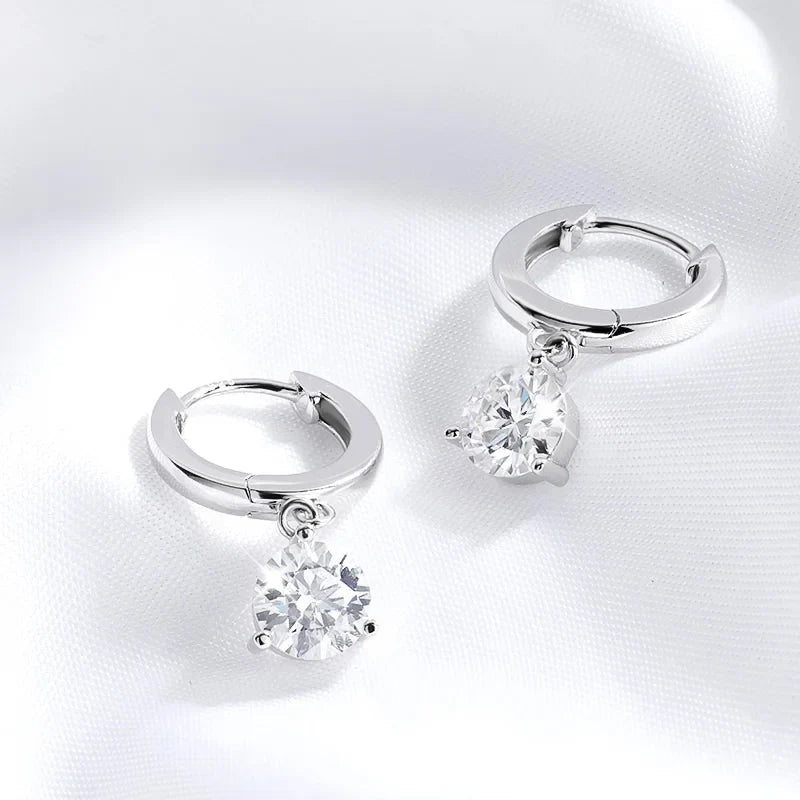 0.5-2CT Brilliant Cut Moissanite Drop Earrings for Women Classic 3 Prong Wedding Fine Jewelry S925 Sterling Silver 100%