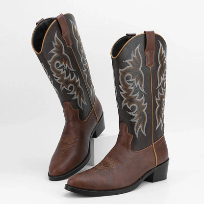 Men's High-Top Vintage Embroidered Fashion Desert Western Cowboy Boots