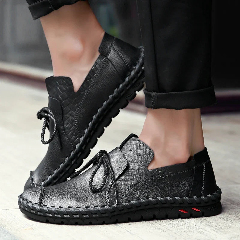 Spring Handmade Leather Men Shoes Casual Sneakers Slip On Loafers Men Driving Soft Leather Shoes Men Hot Sale Zapatillas Hombre