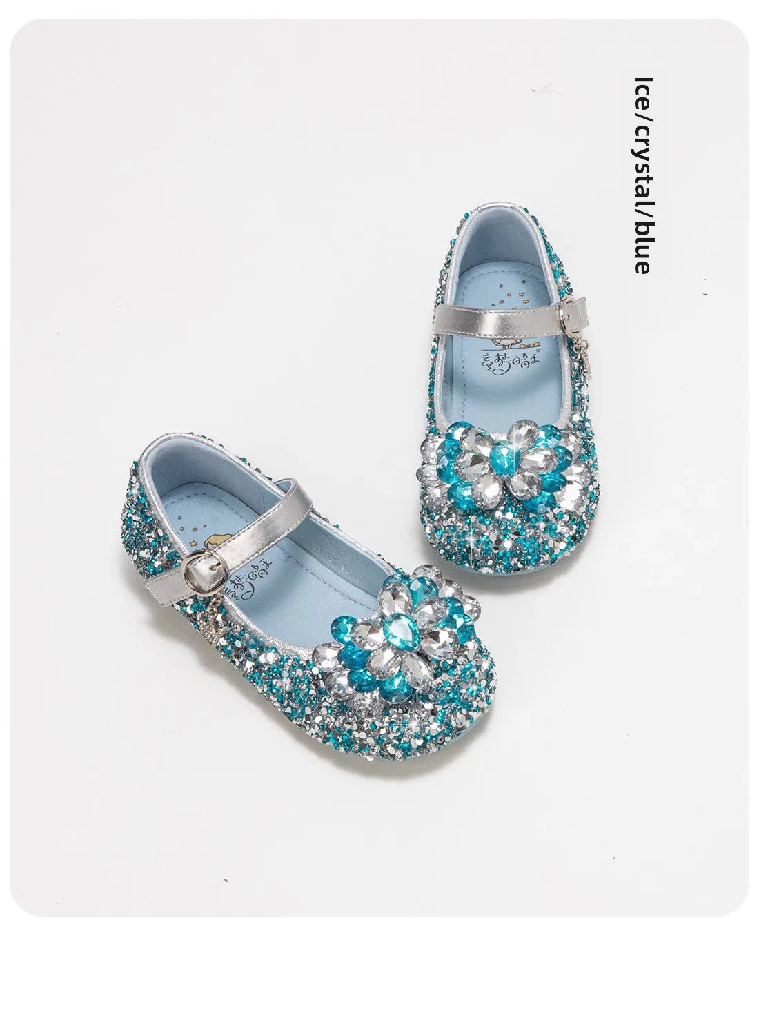 Girls Crystal Slip-On Shoes Soft Bottom Rhinestone Princess Flats Spring Autumn New Style Kids Lightweight Sweet Leather Shoes