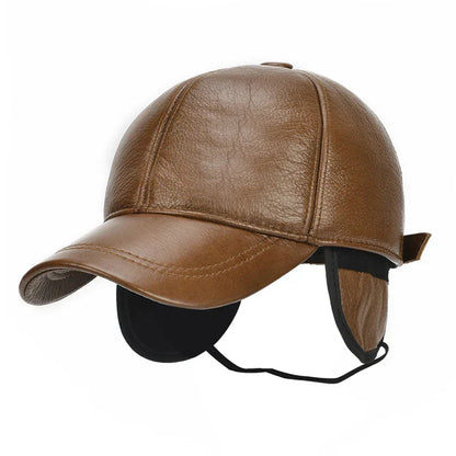Adjustable Men's Genuine Cowhide Leather Baseball Cap for Fall Winter Outdoor Sports Hat Men Real Cowhide Leather Caps
