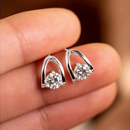 0.5/1 Carat D Color Moissanite Diamond Stud Earrings 925 Sterling Silver Plated Yellow Gold Ear Studs for Women Fine Jewelry