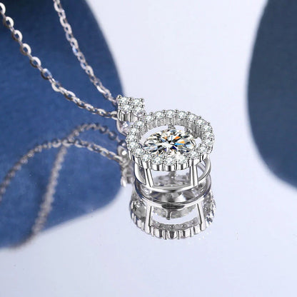 Real Moissanite Jewelry Set 925 Sterling Silver Sparking Beating Heart Diamond Pendants Necklace Hoop Earrings For Women Gift
