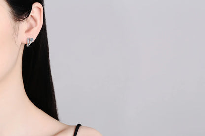 Luxury Platinum Earrings PT950 Asymmetric French Design Women's Buckle D Colour Moissanite Diamond White Gold Jewelry