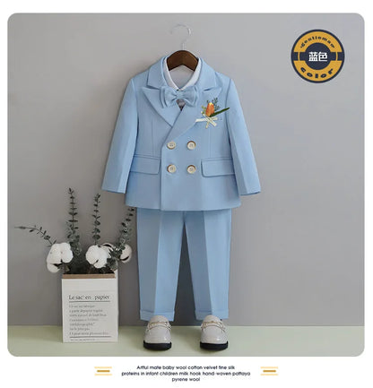 Flower Boys Photography Suit Baby Kids Formal Ceremony Costume Children Birthday Wedding Party Dress Performance Tuxedo Set