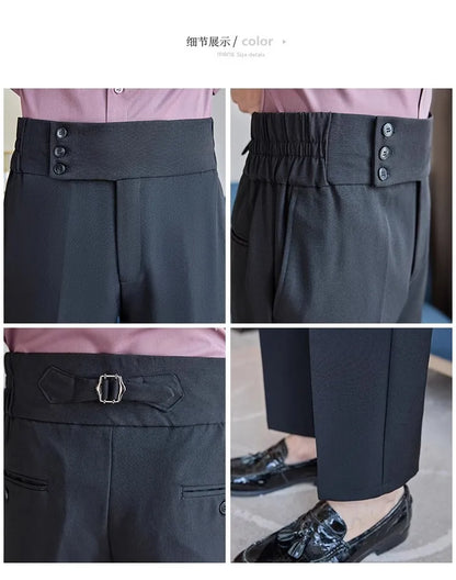 Men Summer Boutique Suits Pants Male Formal Wear Trousers Quality Men British Style Ice Silk Fabric Business Casual Suit Pants