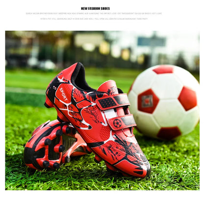 Kids Soccer Shoes HOOK&LOOP Football Sports Shoes Boy Outdoor Non-Slip Training Shoes Child Lightweight Children's Soccer Cleats