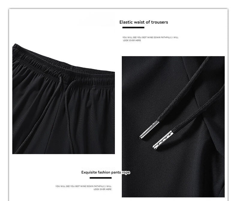 Ice Silk Long Pants for Men's Summer Quick Drying Loose Straight Leg Pants Elasticity Sports Leggings Casual Pants Men's Pants