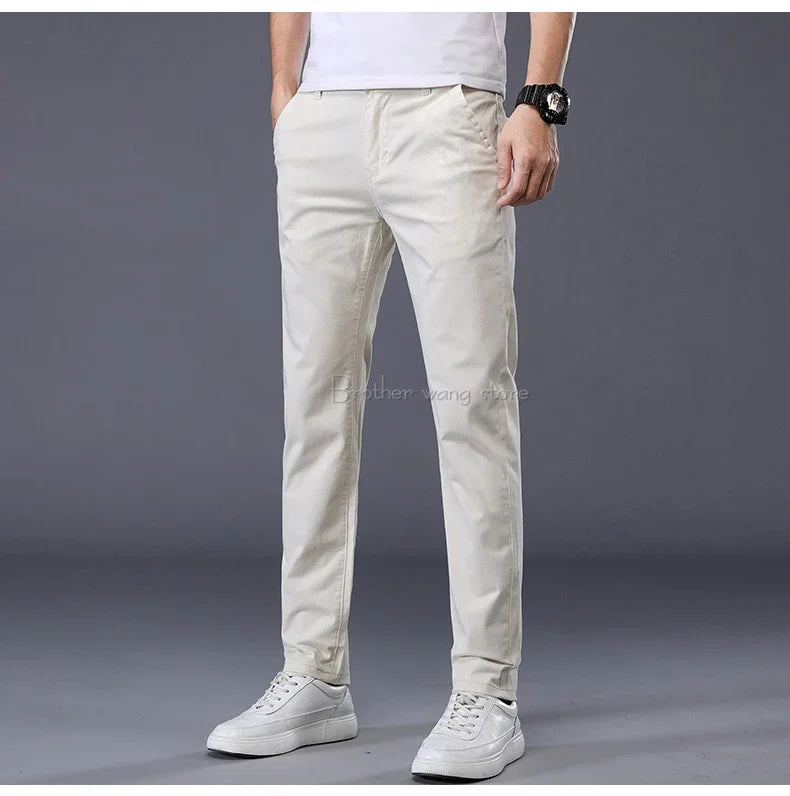 Thin Men's Pants Classic 7 Colors Summer New Casual Pant Business Fashion Stretch Cotton Slim Brand Male Trousers
