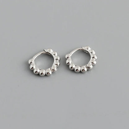 925 Sterling Silver Simple Fashion Glossy Beads Gold Huggies Hoop Earrings for Women Gothic Piercing Jewelry Accessories