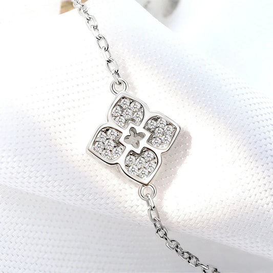 1mm Flowers Moissanite Bracelets for Women 14-20cm Size Adjustable Chain Classic 925 Sterling Silver Jewelry Plated 18K