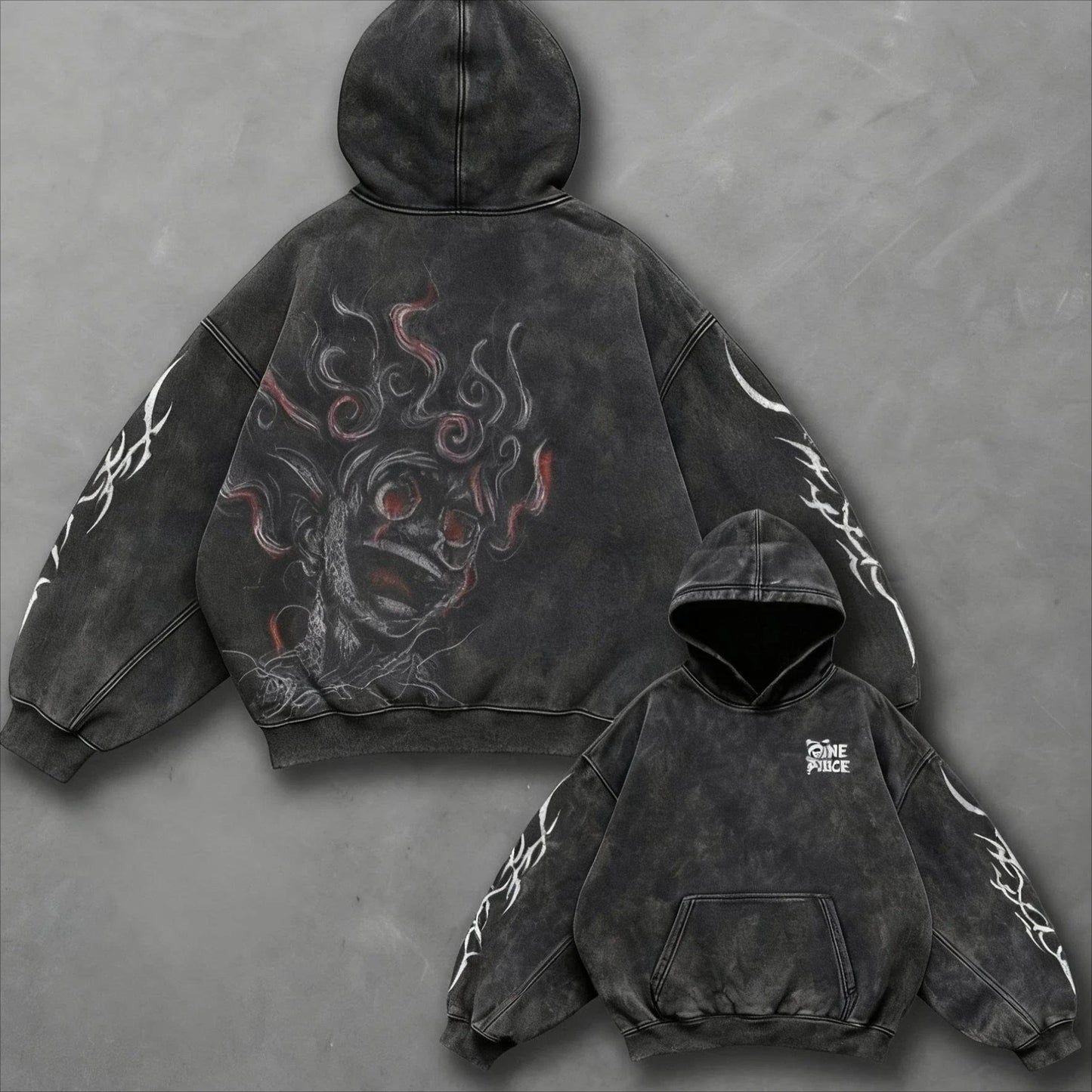 Autumn New One Piece Anime Print Vintage Hoodie Men Women Pullover Sweatshirt Oversized Wash Long Sleeve Top Harajuku Streetwear