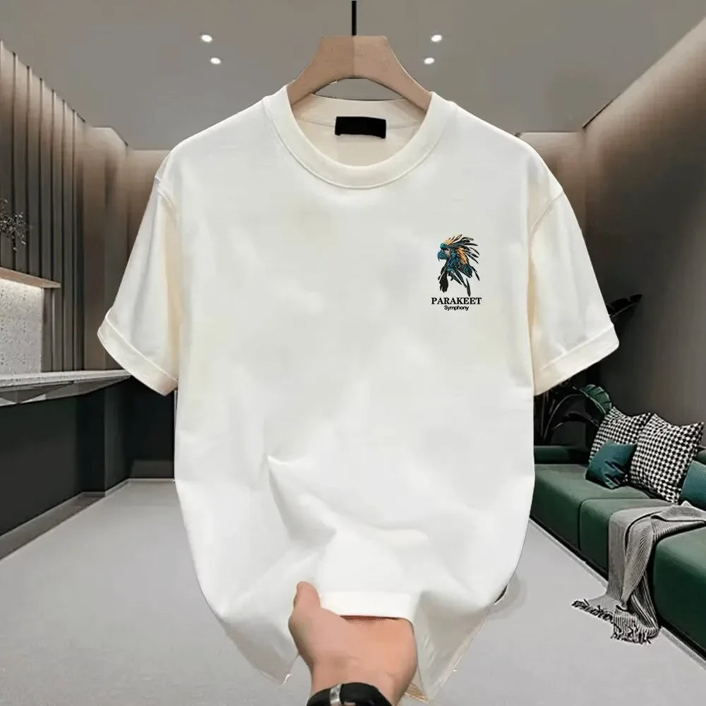 New Style American Pure Cotton Loose Men's T-shirt Fashion for Summer Casual Daily Sport Round-neck Hip-hop Short-sleeved Shirt
