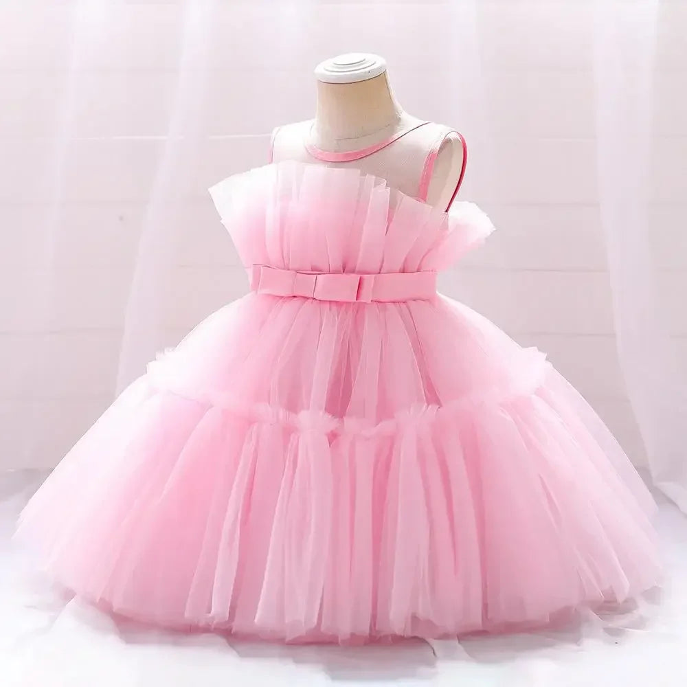 Baby Yellow Dress For Girls Kids Wedding Bridesmaid Dresses Toddler Tulle Birthday Princess Party Dress Infant Outfits Vestidos