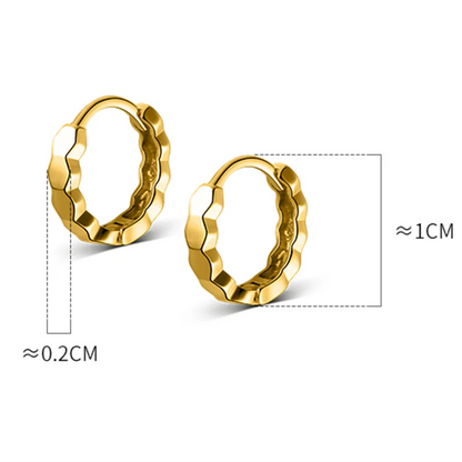 925 Sterling Silver Simple Geometric Faceted Huggies Ear Buckles for Women Fashion Charms Hoop Earrings Party Jewelry