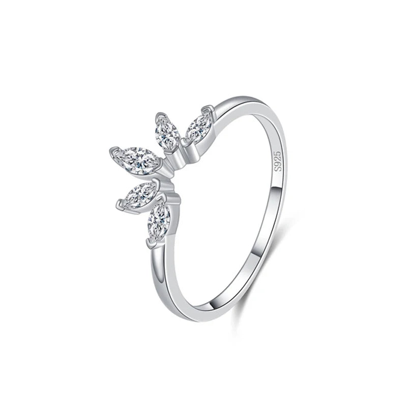 Trendy 5A Zircon Crown Rings for Women Exquisite Wedding Party Matching Band Real 925 Sterling Silver Jewelry Wholesale