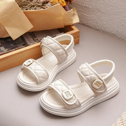 Kids Causal Sandals 2024 Thick Bottom Summer Toddler Girls Sandals Fashion Open-toe Children's School Black Sandals Versatile