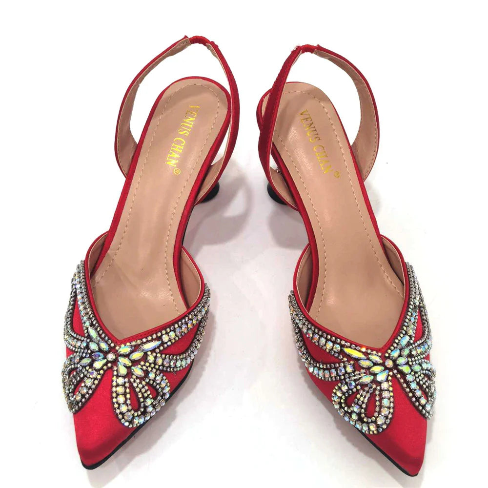 Yellow Classy Bowknot Pointed Toe Women's Shoes High Heel Elegant Sandals Shallow Mouth Shoes Bag Set Women