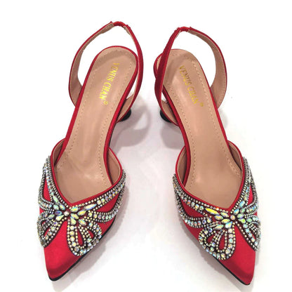 Yellow Classy Bowknot Pointed Toe Women's Shoes High Heel Elegant Sandals Shallow Mouth Shoes Bag Set Women