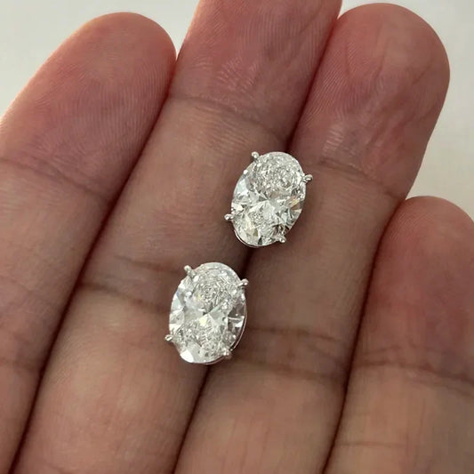 1ct-4ct Oval Moissanite Wedding Earrings For Women S925 Silver Plated 18K Gold Can Pass Diamond Test Party Earrings Gift