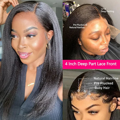 13x4 Straight Lace Front Wigs Human Hair For Women Yaki Straight Lace Front Wig Remy Hair Brazilian Virgin Human Hair Wigs