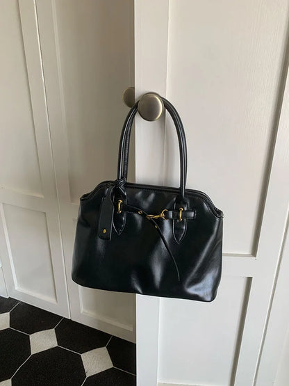 Vintage Designer Luxury Tote Bag Casual Lage Capacity Women's Shoulder Bag Simple Commuting PU Leather Ladies Handbags