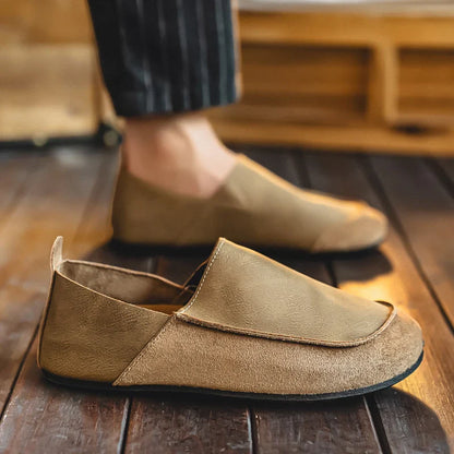 Man Loafers Outdoor Walking Fashion Mens Casual Shoes Soft Leather Comfort Half Slippers Breathable Lazy Driving Shoes