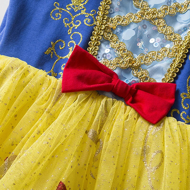 Girls' Classic Princess Style Dance Dress, Yellow Blue and Red Color Matching Halloween Costume Dress Size 100-140