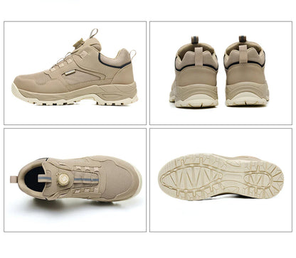 Men's Safety Shoes Steel Toe Anti- Crush Kevlar Rubber Non- Slip Bottom Fashion Button Style Work Shoes
