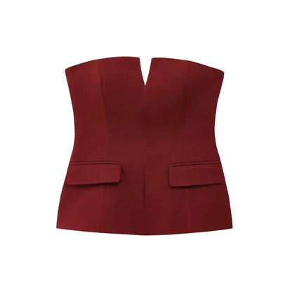 Corset Tube Top Women Summer 2025 Strapless Tanks & Camis Red Brown Black White Tank Tops Sexy Off Shoulder Crop Vests 066