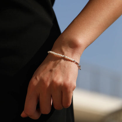 Elegant Pearls Beaded Bracelet 925 Sterling Sliver Sweet Shining Star CZ Bracelet For Women Fine Jewelry Gifts