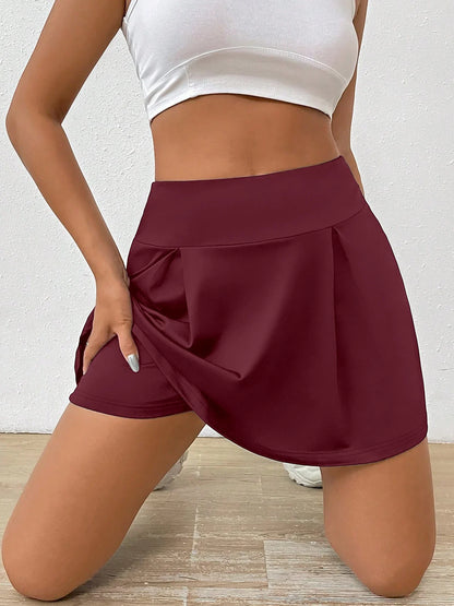 Women's High Waist Pleated Sports Skirt Quick Dry Anti-Exposure with Safety Pants Slim Fit 4-Way Stretch Breathable for Tennis