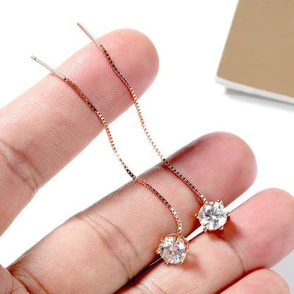 5/6.5mm Tassel Moissanite Drop Earrings Lab Diamond Sparkling Women Wedding Jewelry Pure 925 Silver Plated 18K Earring