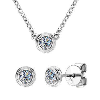 2025 Trendy 3mm Moissanite Jewelry Set 925 Silver Plated Rose Gold Necklace Bracelet Earrings Set for Women Valentine's Day Gift